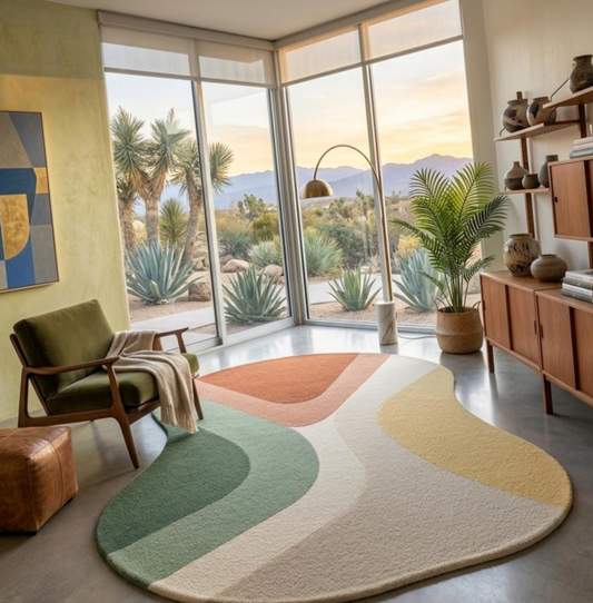 Abstract Irregular Hand Tufted Rug, Modern Organic Shape Wool Carpet, Scandinavian Minimalist Area Rug, Mid Century Contemporary Living Room Decor, Custom Artistic Tufted Rug