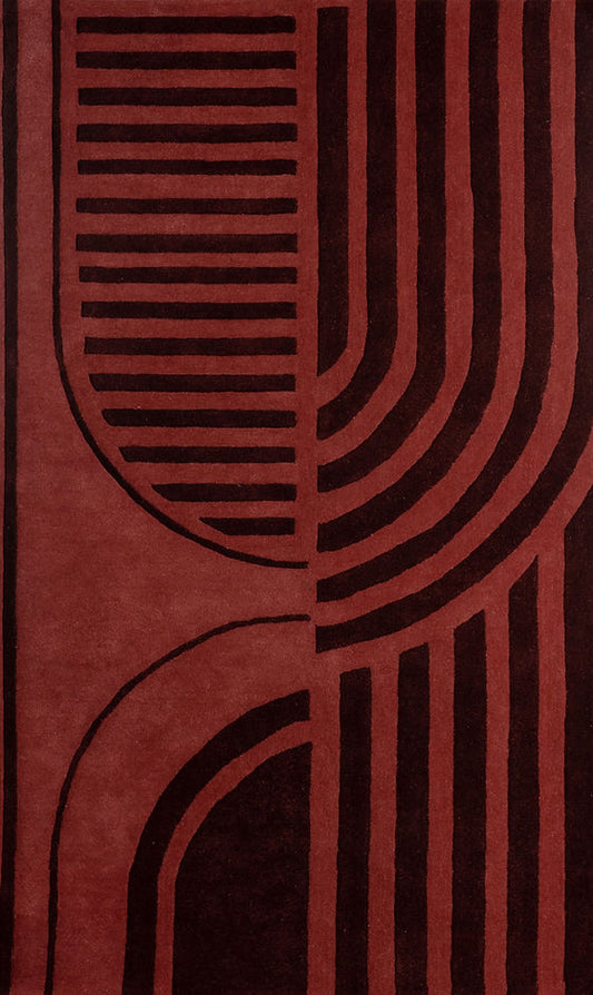 Modern Geometric Hand-Tufted Rug | Luxury Red & Black Abstract Carpet for Living Room & Bedroom Decor