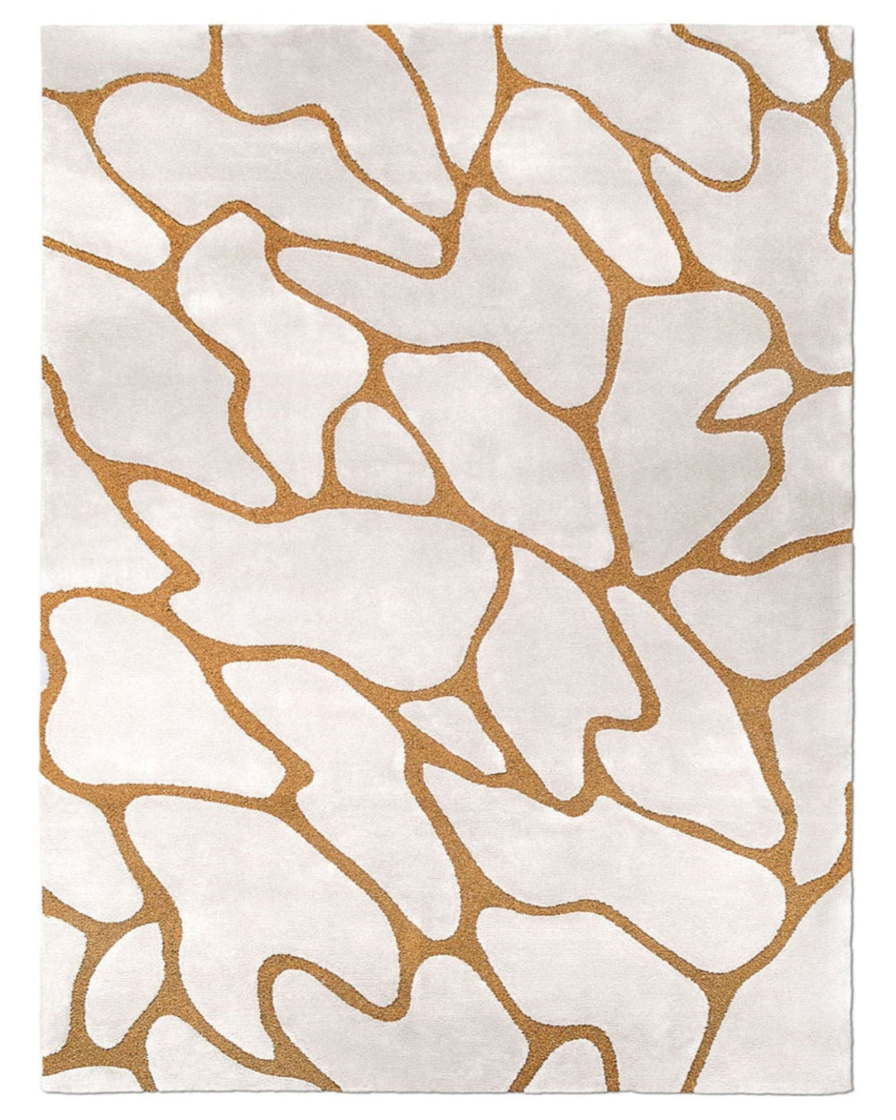 Hand Tufted Abstract Rug, Modern Cream & Gold Wool Rug, Luxury Contemporary Area Rug, Minimalist Living Room Rug, Handmade Designer Carpet