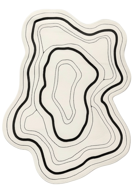 Organic Abstract Hand Tufted Rug – Black & Ivory Modern Designer Area Rug