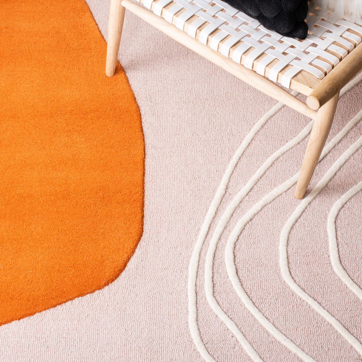 Modern Abstract Orange Pink Rug – Hand-Tufted Geometric Area Carpet for Living Room