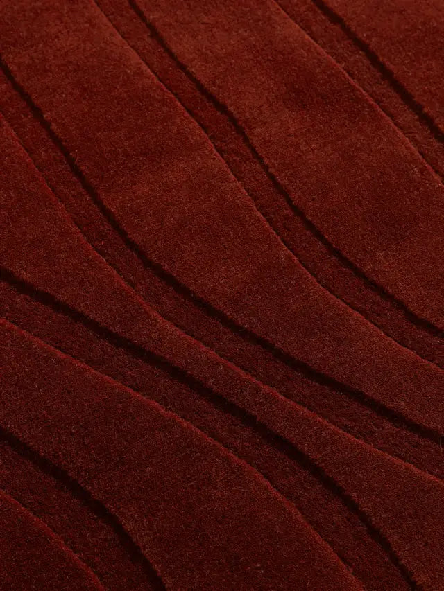 Luxury Red Wavy Pattern Area Rug – Modern Textured Carpet for Living Room, Bedroom & Contemporary Home Décor