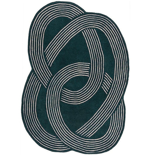 Modern Abstract Hand Tufted Rug – Handmade Wool Area Rug, Geometric Loop Design Carpet, Luxury Living Room Rug, Contemporary Bedroom Floor Rug