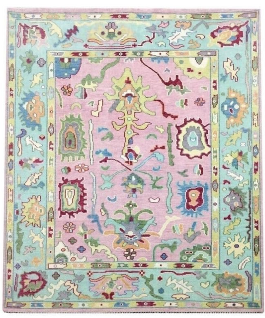 Hand Knotted Oushak Rug – Luxury Turkish Wool Carpet | Modern Vintage Distressed Area Rug