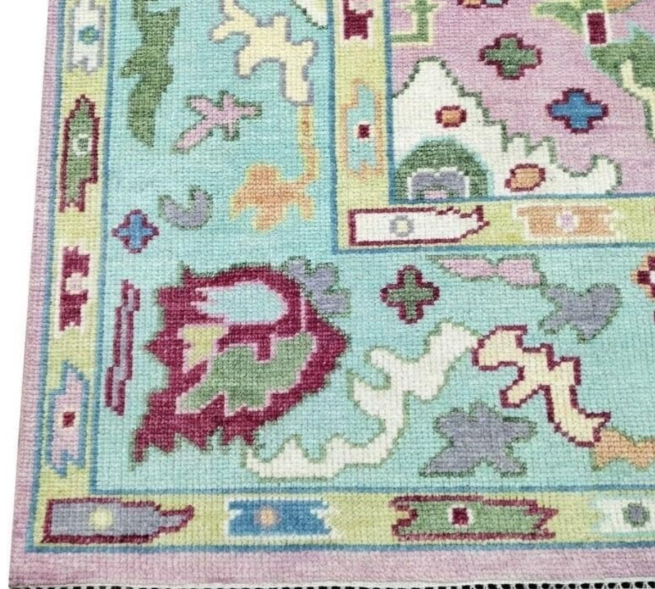 Hand Knotted Oushak Rug – Luxury Turkish Wool Carpet | Modern Vintage Distressed Area Rug