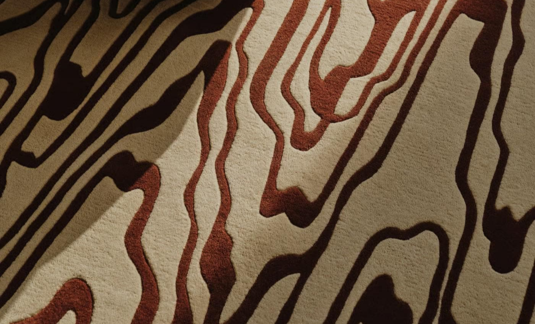 Modern Beige & Brown Abstract Wave Pattern Area Rug – Contemporary Artistic Carpet for Living Room, Bedroom & Home Décor