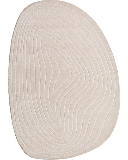 Modern Beige Abstract Oval Area Rug – Minimalist Contour Line Design, Soft Plush Carpet for Living Room, Bedroom & Contemporary Home Décor