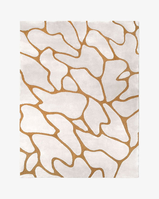 Hand Tufted Abstract Rug, Modern Cream & Gold Wool Rug, Luxury Contemporary Area Rug, Minimalist Living Room Rug, Handmade Designer Carpet