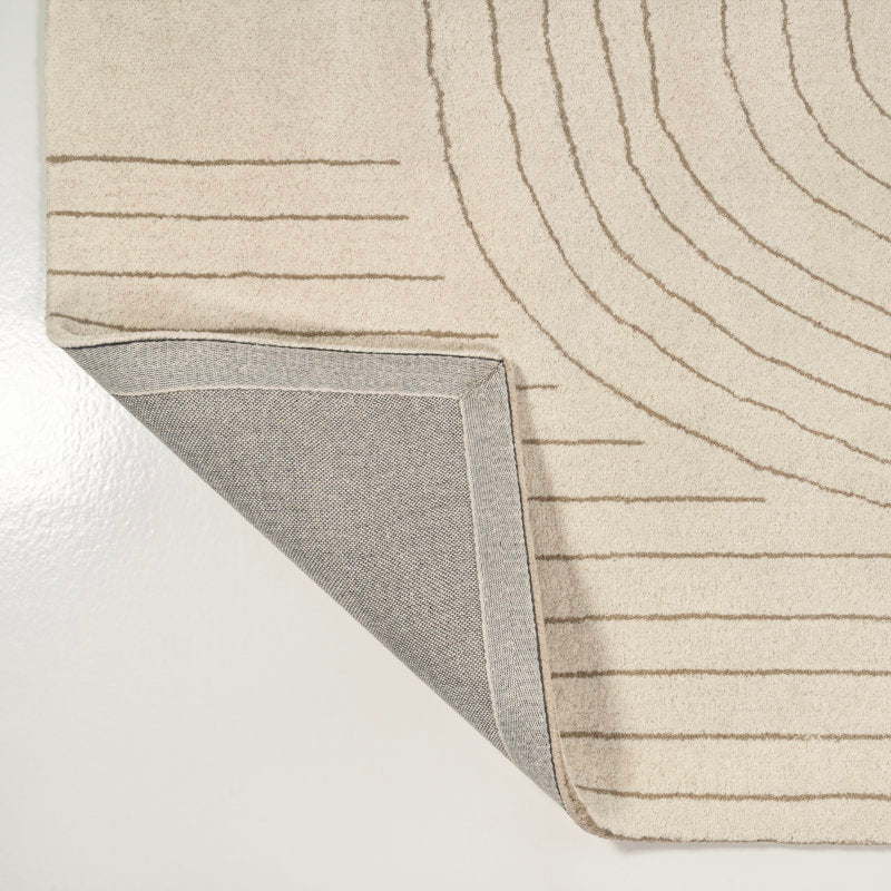 Modern Irregular Hand-Tufted Rug – Cream Textured Neutral Area Carpet for Living Room