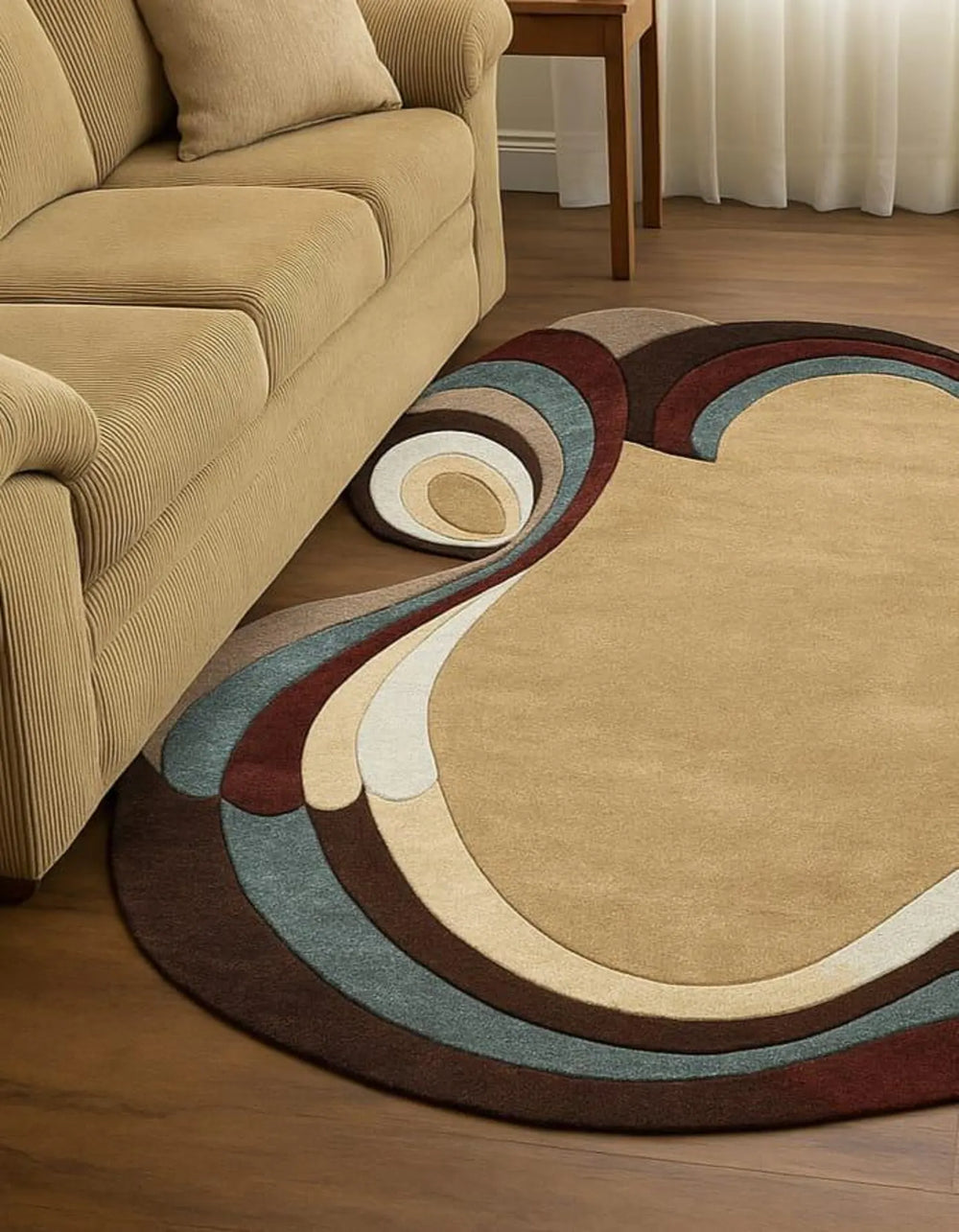 Abstract Irregular Hand Tufted Rug – Modern Wool Area Rug, Contemporary Artistic Carpet, Unique Shape Rug for Living Room, Designer Handmade Rug