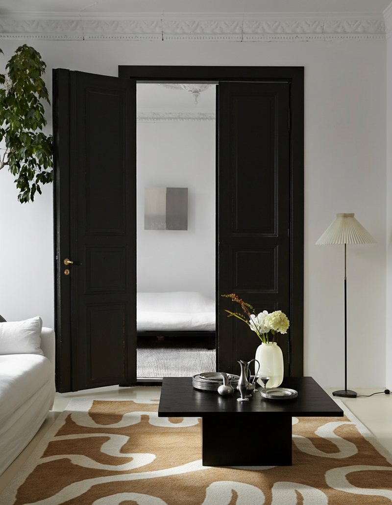 Hand Tufted Abstract Rug, Modern Brown & Ivory Area Rug, Neutral Contemporary Wool Carpet, Organic Line Design Rug, Minimalist Living Room Rug