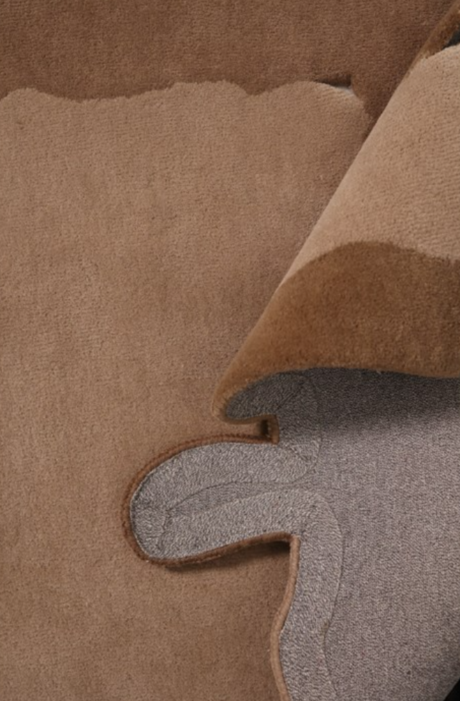 Modern Abstract Hand Tufted Rug – Neutral Beige & Brown Wool Rug for Living Room, Luxury Designer Carpet, Minimalist Home Decor