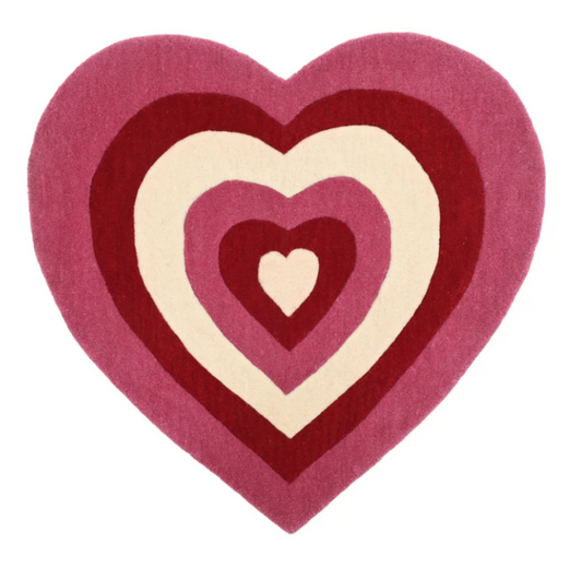 Handmade Heart Shaped Rug – Pink & Red Modern Love Carpet | Cozy Home Decor, Valentine Gift, Aesthetic Bedroom Accent