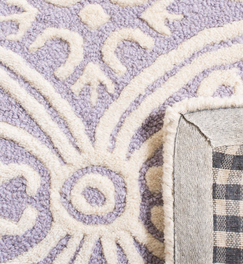 Lavender & Ivory Area Rug with Elegant Geometric Medallion Pattern – Soft Woven Carpet for Living Room, Bedroom & Home Décor