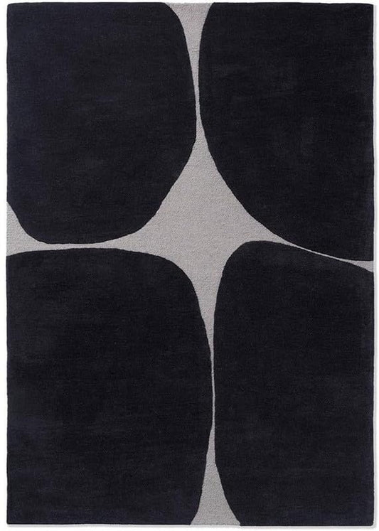 Black and Grey Abstract Modern Rug – Bold Geometric Contemporary Carpet for Living Room, Bedroom & Office Décor