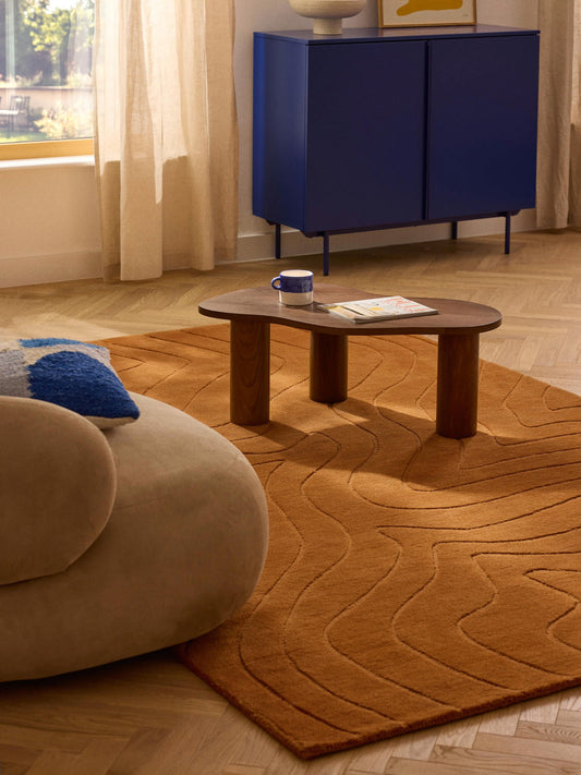 Modern Area Rug with Wavy Pattern – Cozy Textured Carpet for Living Room or Bedroom Decor