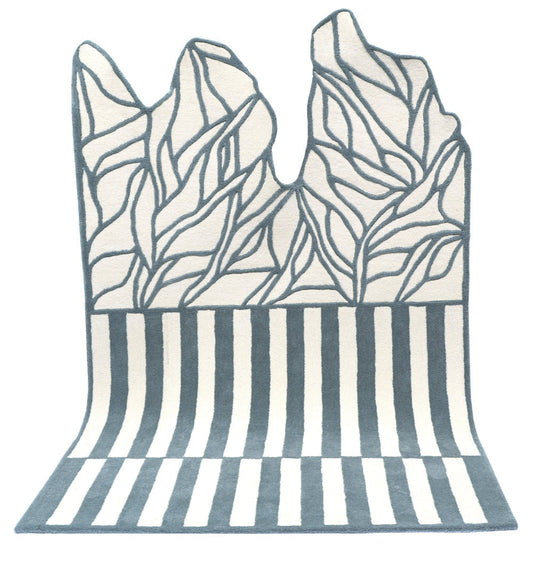 Modern Abstract Hand-Tufted Rug | 3D Illusion Striped & Leaf Design Carpet | Contemporary Artistic Accent Rug for Living Room & Bedroom