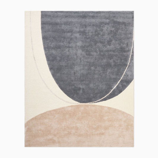 Contemporary Abstract Area Rug | Neutral Gray & Beige Modern Carpet for Living Room, Bedroom & Interior Styling