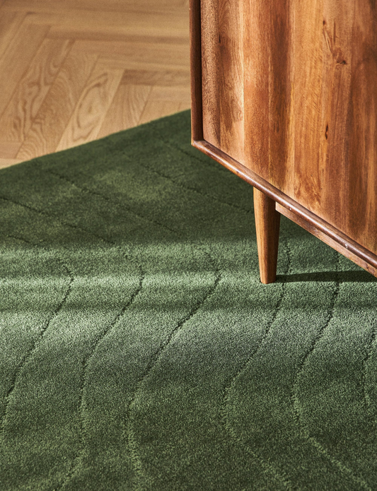 Modern Green Textured Area Rug – Soft Minimalist Carpet for Living Room & Bedroom | Stylish Contemporary Home Decor