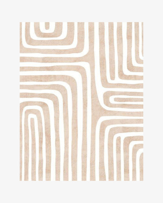 Modern Abstract Hand Tufted Rug – Beige White Geometric Wool Area Rug, Contemporary Minimalist Living Room Carpet, Custom Size Rug