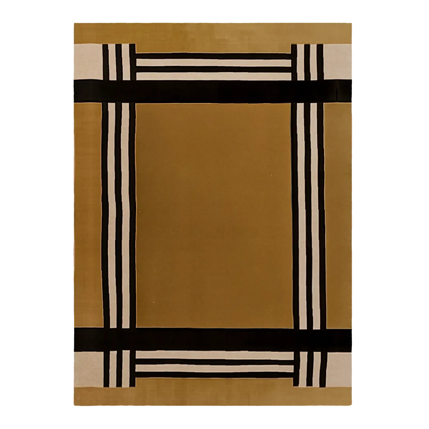 Mustard Grid Area Rug – Modern Minimalist Soft Carpet for Living Room, Bedroom & Home Décor