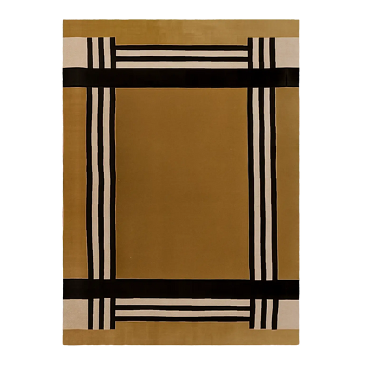 Mustard Grid Area Rug – Modern Minimalist Soft Carpet for Living Room, Bedroom & Home Décor