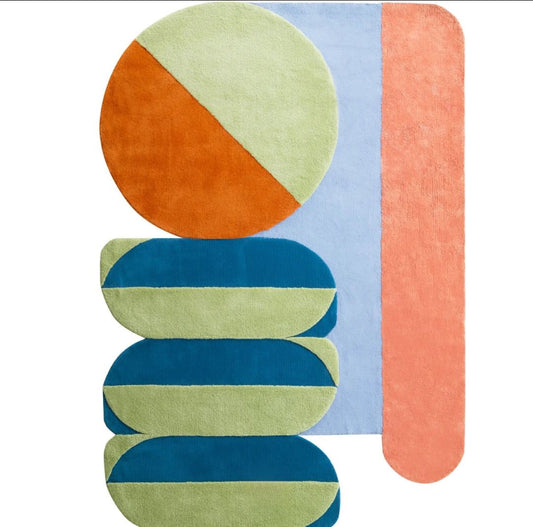 Abstract Modern Colorful Rug – Unique Geometric Hand-Tufted Carpet for Living Room, Kids Room & Art-Inspired Home Decor