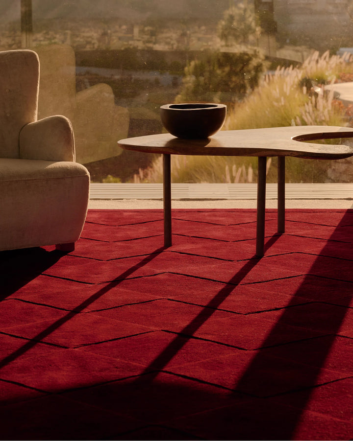 Luxury Red Diamond Pattern Area Rug – Soft Modern Carpet for Living Room, Bedroom & Home Décor
