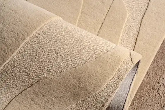 Luxury Beige Abstract Area Rug – Modern Minimalist Textured Carpet for Living Room, Bedroom & Office Decor