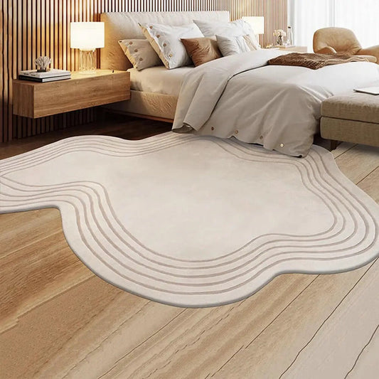 Modern Irregular Shaped Area Rug | Soft Abstract Wavy Carpet for Bedroom, Living Room & Luxury Home Decor