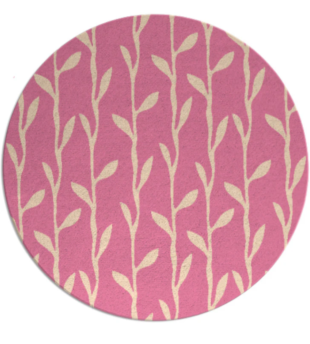 Pink & White Round Leaf Pattern Rug – Modern Floral Area Carpet for Living Room, Bedroom, Nursery & Home Décor