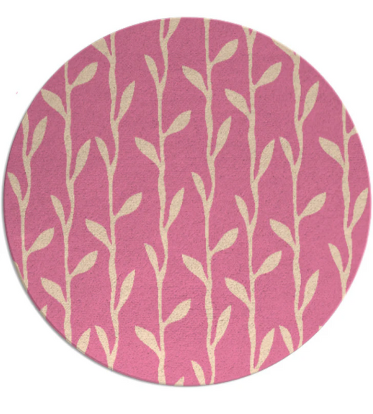 Pink & White Round Leaf Pattern Rug – Modern Floral Area Carpet for Living Room, Bedroom, Nursery & Home Décor