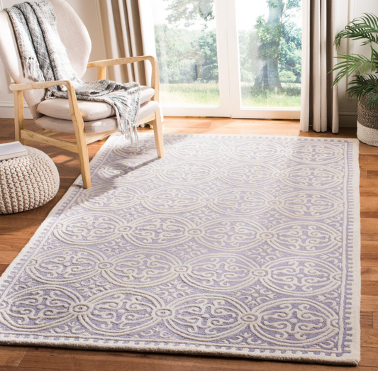 Lavender & Ivory Area Rug with Elegant Geometric Medallion Pattern – Soft Woven Carpet for Living Room, Bedroom & Home Décor