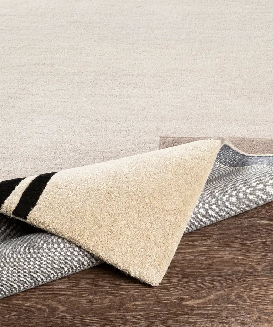 Modern Abstract Area Rug – Neutral Beige & Gray Geometric Carpet with Black Accents for Living Room & Bedroom Decor