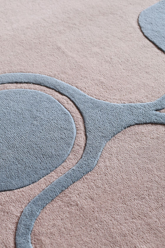 Modern Geometric Abstract Area Rug – Luxury Blue & Beige Minimalist Carpet for Living Room, Bedroom & Contemporary Home Decor