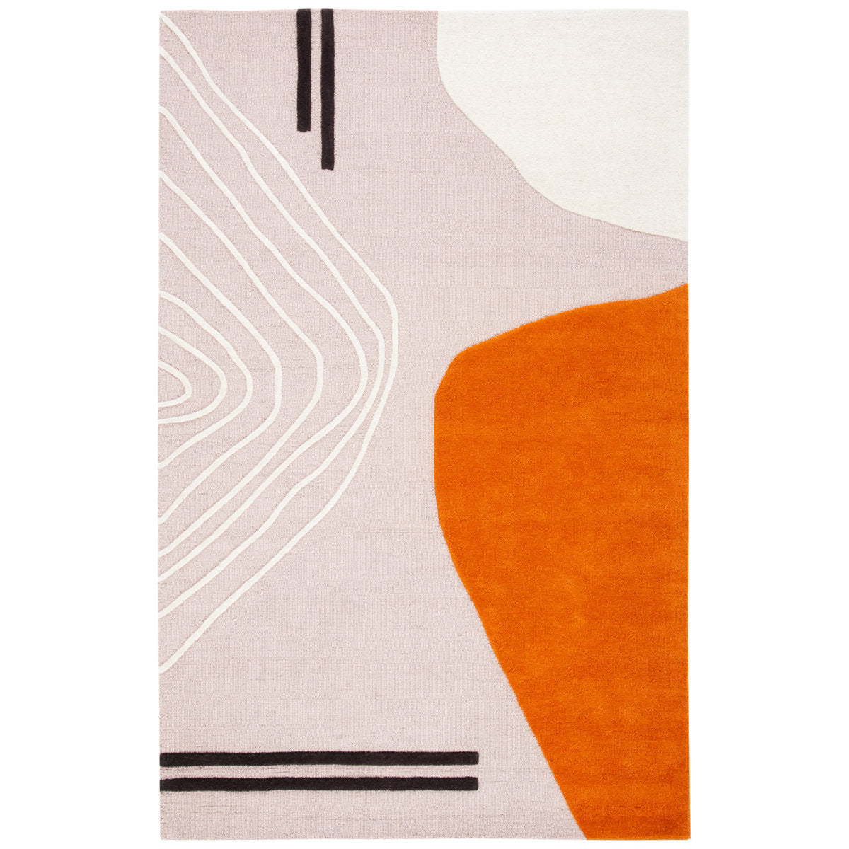 Modern Abstract Orange Pink Rug – Hand-Tufted Geometric Area Carpet for Living Room