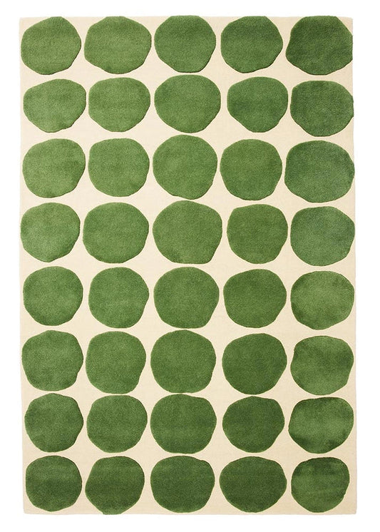 Hand Tufted Green Polka Dot Rug, Modern Scandinavian Area Rug, Abstract Wool Carpet, Minimalist Living Room Rug, Contemporary Bedroom Rug, Handmade Accent Rug, Custom Size