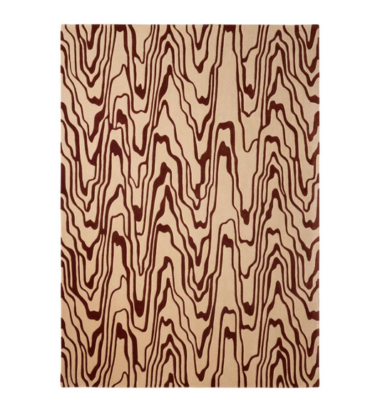Modern Beige & Brown Abstract Wave Pattern Area Rug – Contemporary Artistic Carpet for Living Room, Bedroom & Home Décor