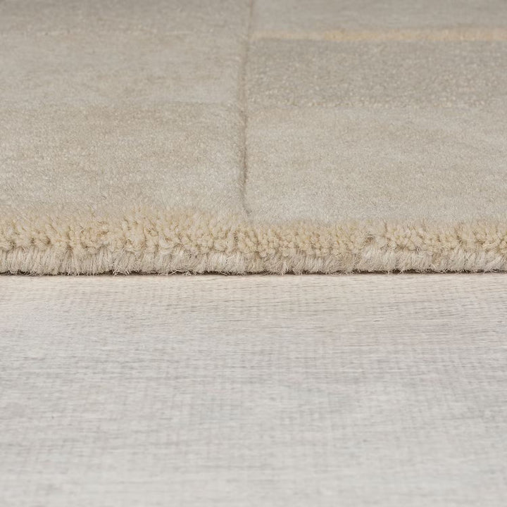 Modern Beige Geometric Rug – Hand-Tufted Block Pattern Carpet for Living Room, Bedroom & Minimalist Home Décor