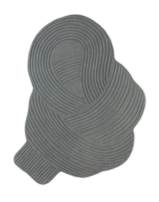 Modern Abstract Gray Rug – Handmade Sculpted Carpet for Living Room, Bedroom, Minimalist & Boho Decor