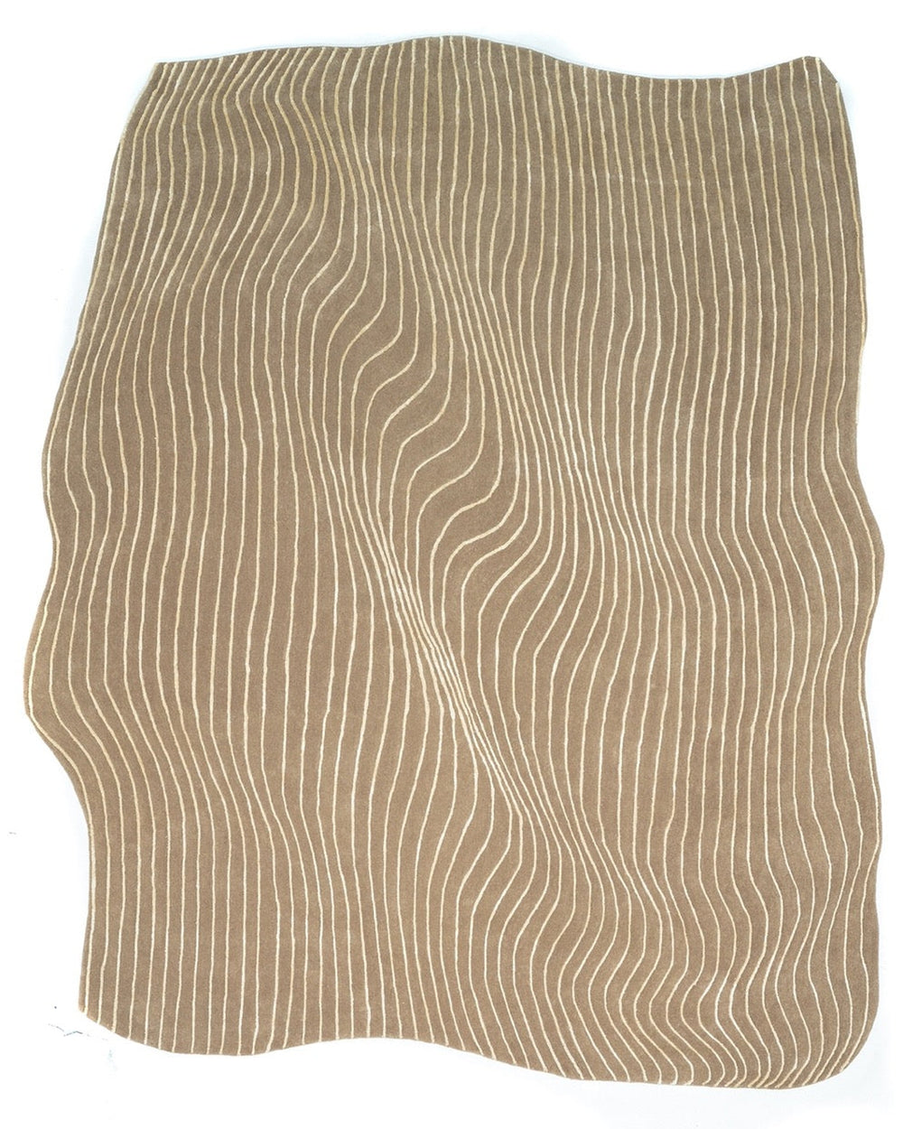 Modern Hand Tufted Wool Rug – Abstract Wavy Line Rug, Neutral Beige Designer Carpet, Contemporary Living Room Rug, Minimalist Area Rug