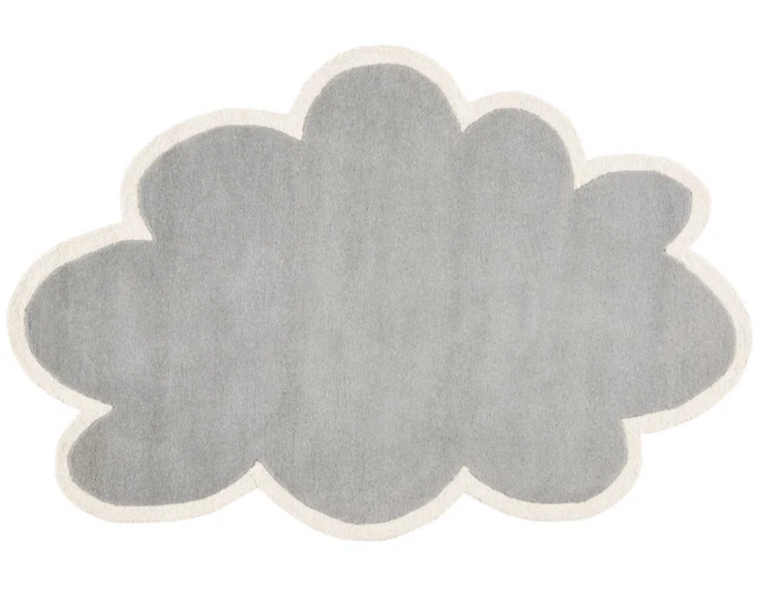 Grey Flower Shaped Kids Rug – Soft Plush Nursery & Playroom Carpet for Boys and Girls