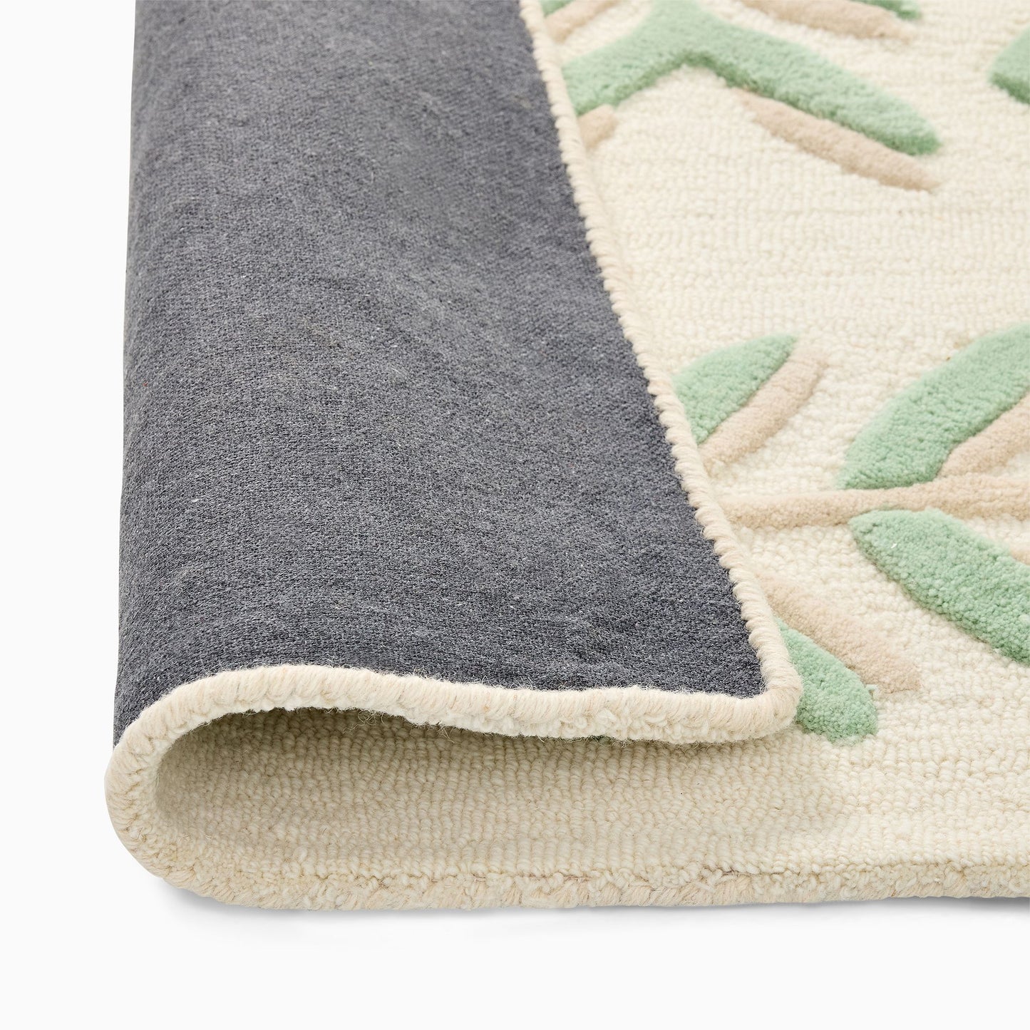 Botanical Hand-Tufted Rug | Green Leaf Pattern Modern Area Carpet | Nature Inspired Accent Rug for Living Room, Bedroom & Entryway