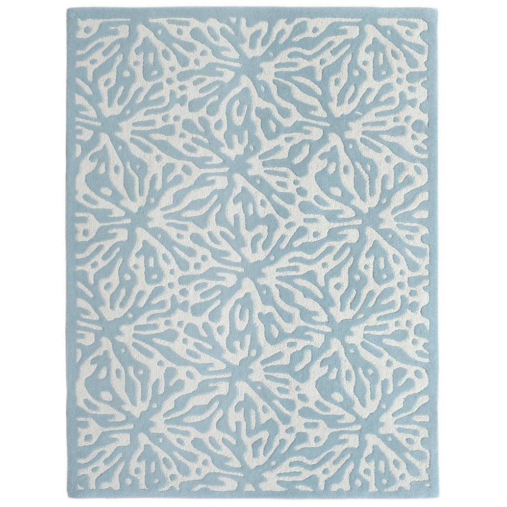 Luxury Hand-Tufted Blue & White Wool Rug – Modern Geometric Pattern Carpet for Living Room, Bedroom & Home Décor