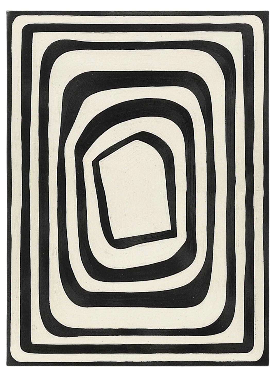 Modern Black and White Geometric Hand Tufted Rug – Contemporary Optical Illusion Area Carpet, Abstract Minimalist Home Decor