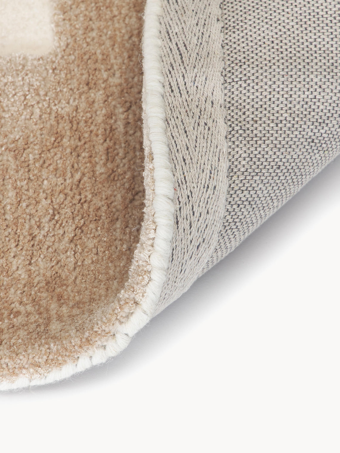 Modern Geometric Beige & Ivory Wool Rug – Hand Tufted Abstract Area Carpet for Living Room & Bedroom Décor
