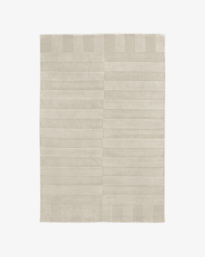 Handmade Modern Geometric Ivory Area Rug – Luxury Minimalist Wool Carpet for Living Room, Bedroom & Office Décor