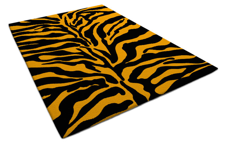 Tiger Print Area Rug – Bold Black and Orange Animal Print Carpet for Living Room, Bedroom & Modern Home Decor
