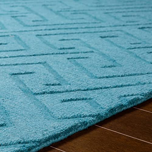Modern Teal Geometric Area Rug – Soft Living Room Carpet for Bedroom, Office & Home Décor