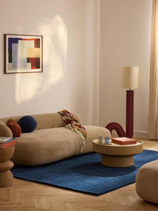 Modern Hand-Tufted Blue Area Rug – Minimalist Abstract Carpet for Living Room & Home Decor